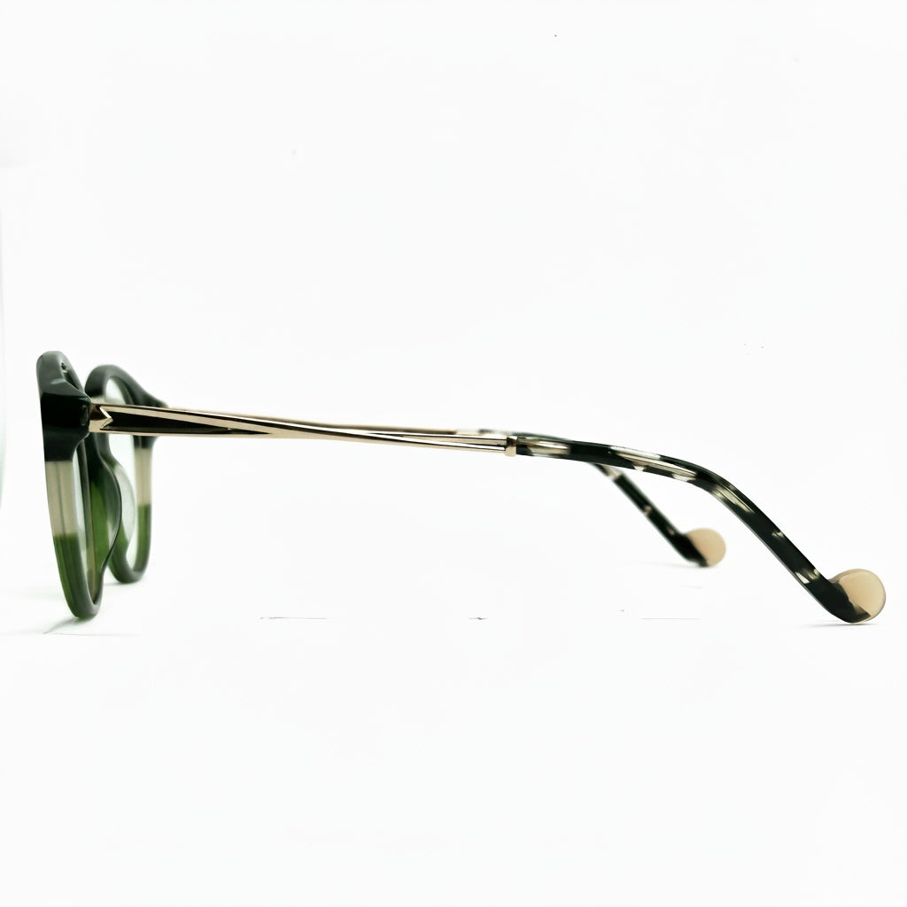 Eyeglasses with a tortoiseshell frame on a white background