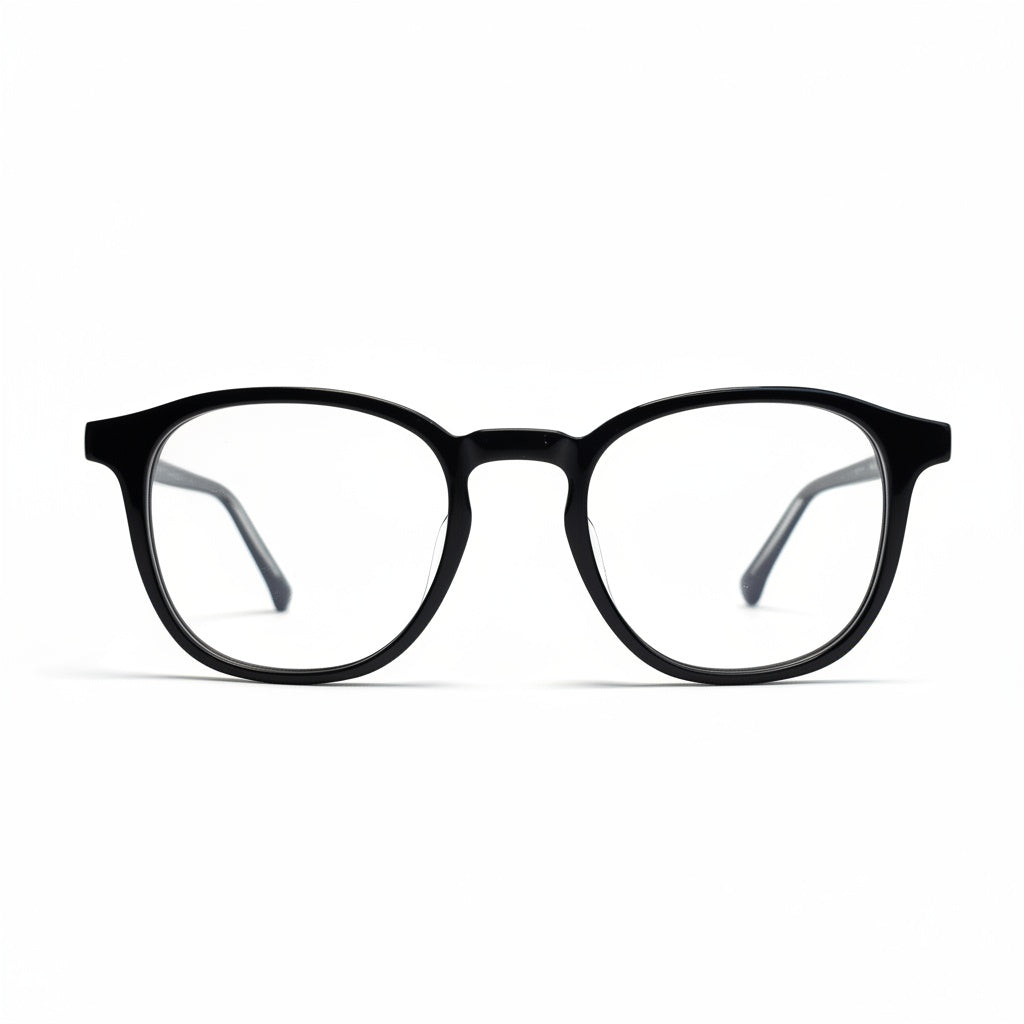Black eyeglasses on a white background