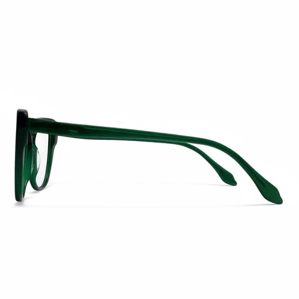 Green eyeglasses on a white background