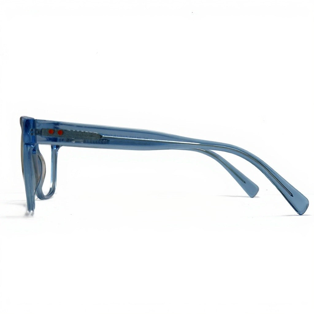 Blue sunglasses on a white background