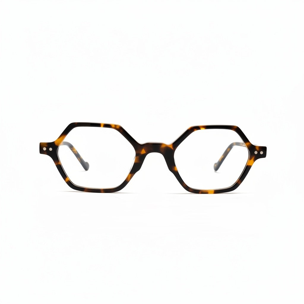 Tortoiseshell eyeglasses on a white background