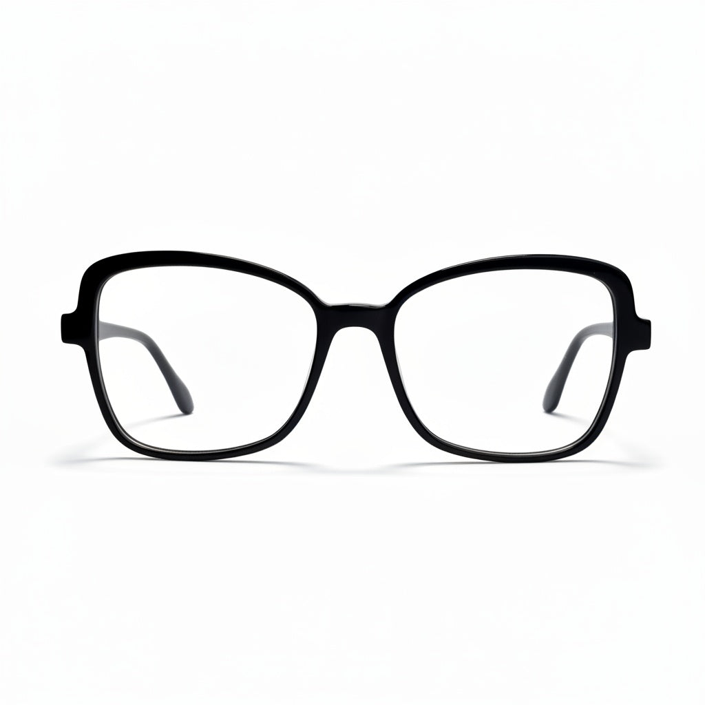 Black eyeglasses on a white background