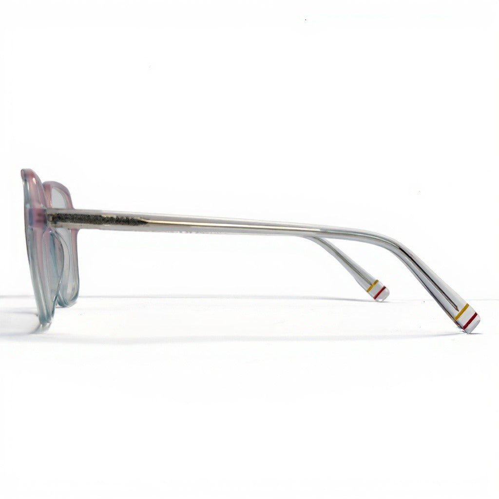 Sunglasses with a metallic frame on a white background