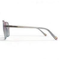 Sunglasses with a metallic frame on a white background