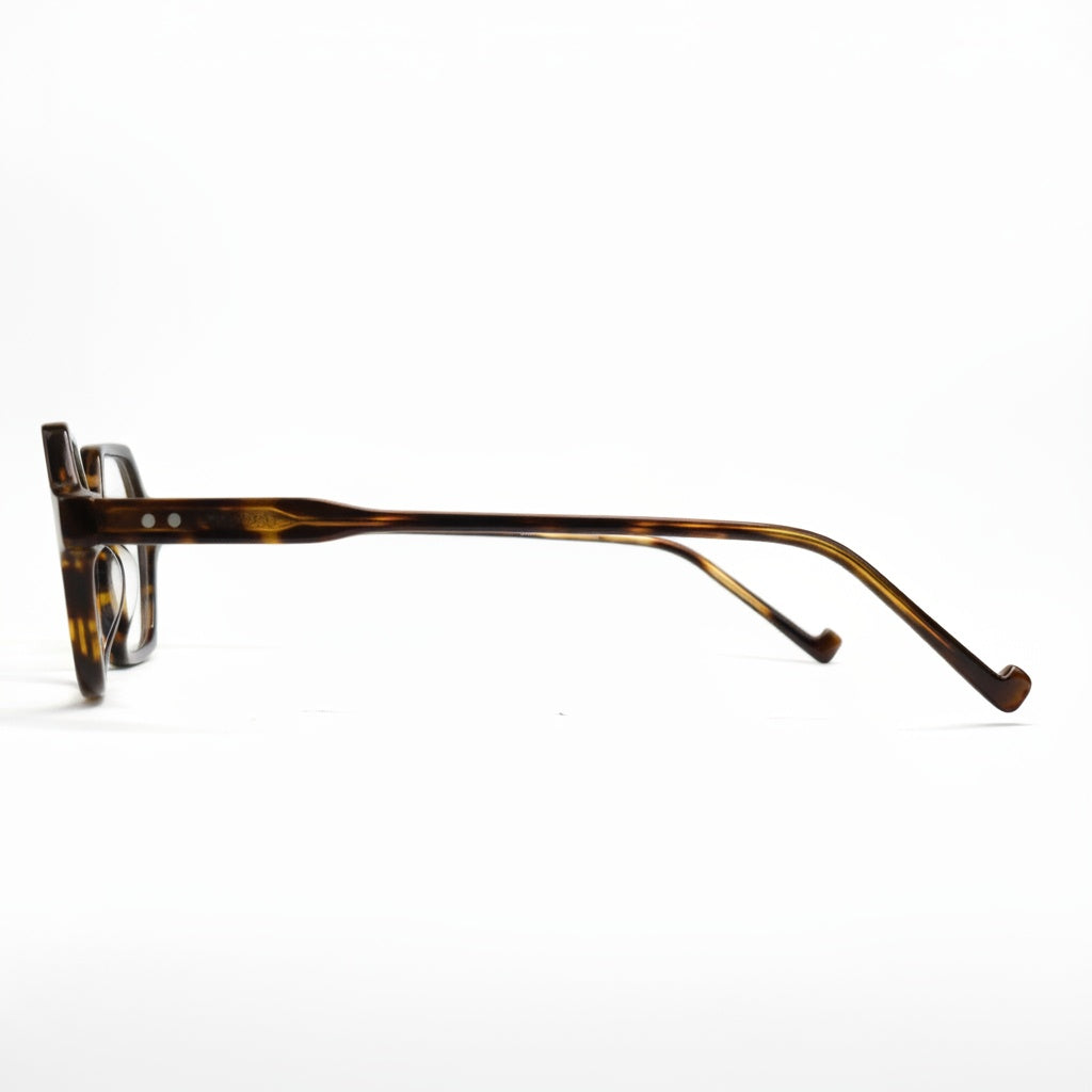 Tortoiseshell eyeglasses on a white background