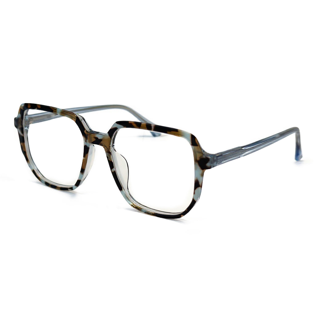 Eyeglasses with a tortoiseshell frame on a white background