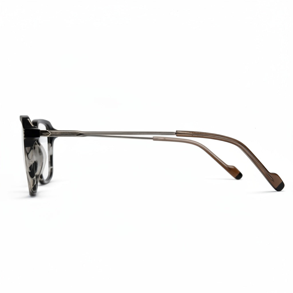 Eyeglasses with a tortoiseshell frame on a white background
