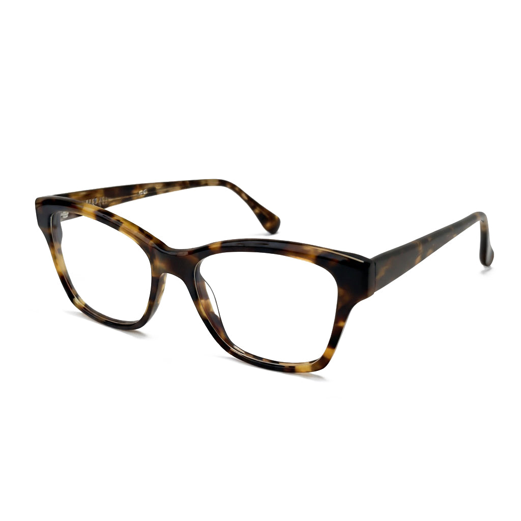 Tortoiseshell eyeglasses on a white background