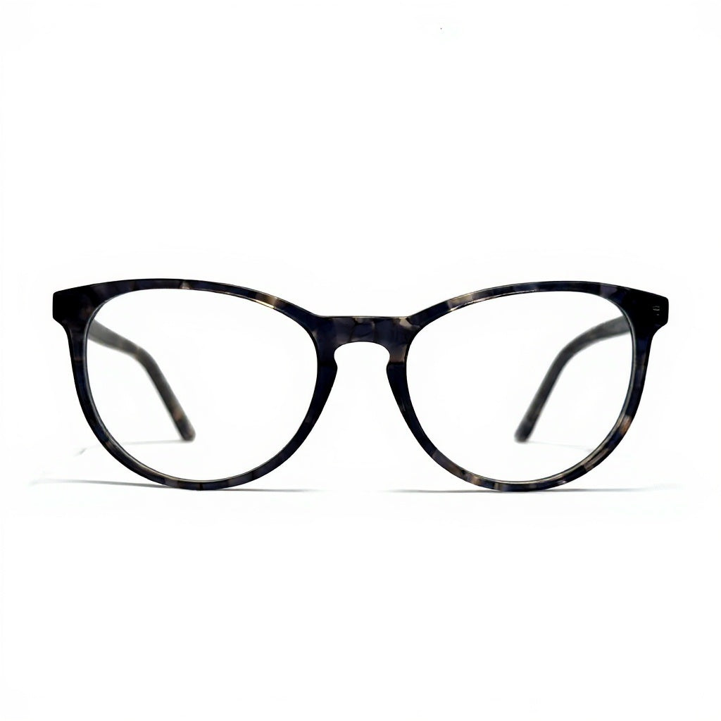 Black cat-eye glasses on a white background
