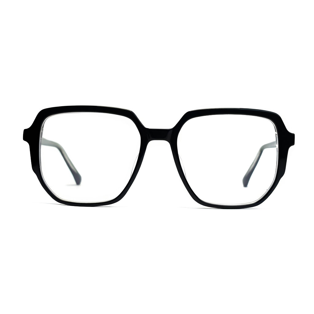 Black eyeglasses on a white background