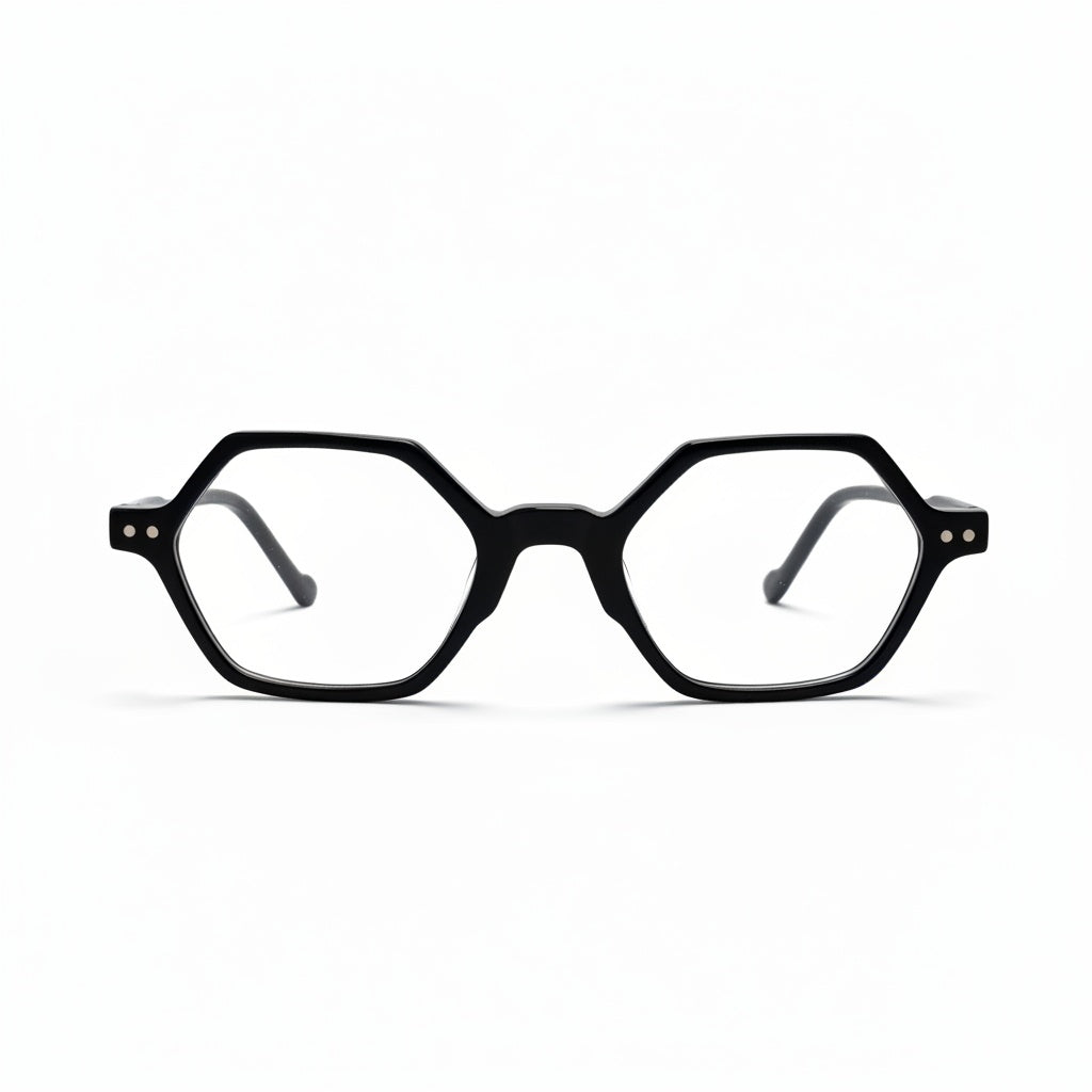 Black eyeglasses on a white background