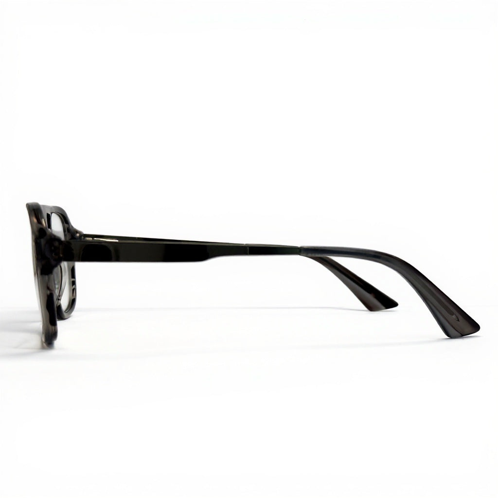 Black eyeglasses on a white background