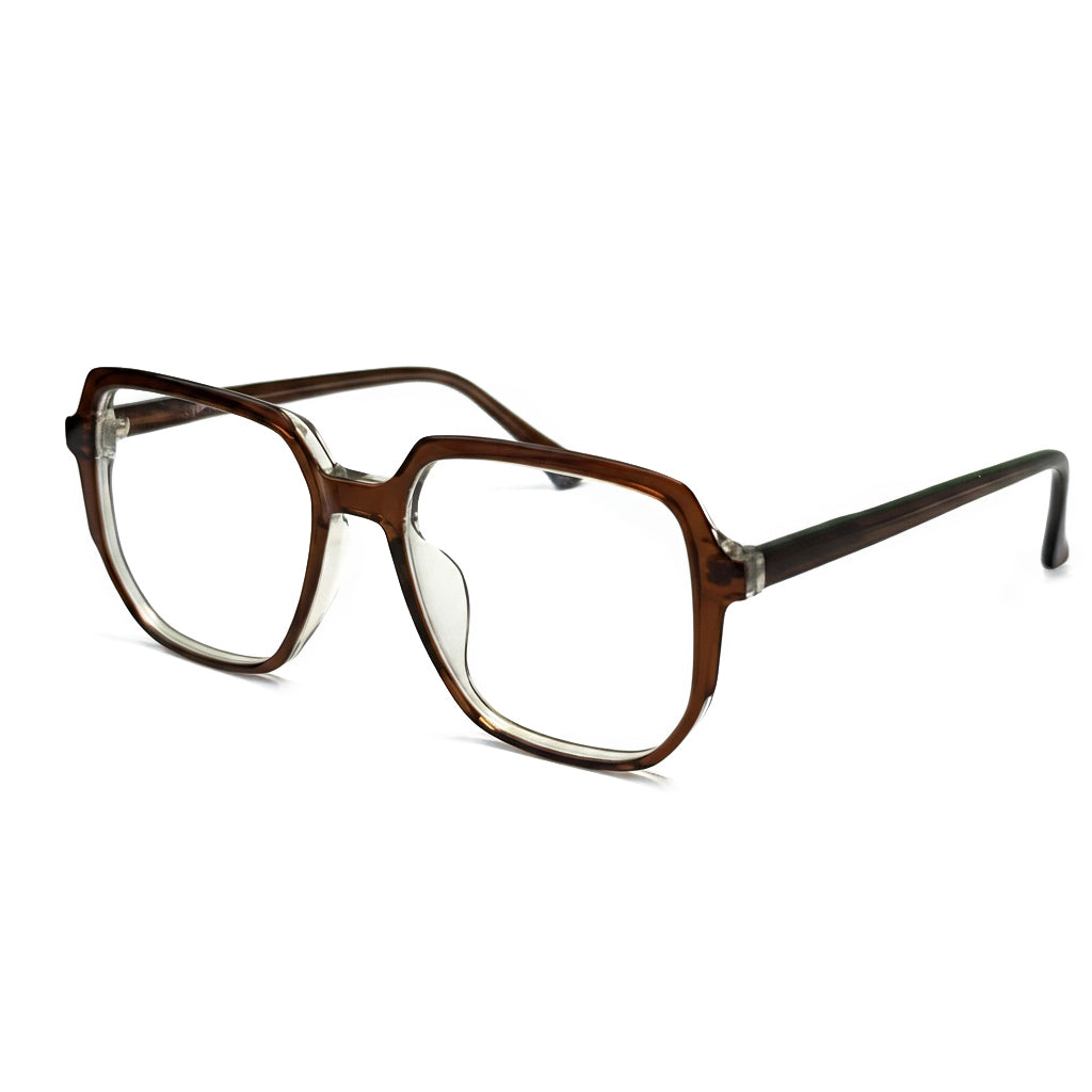 Brown eyeglasses on a white background
