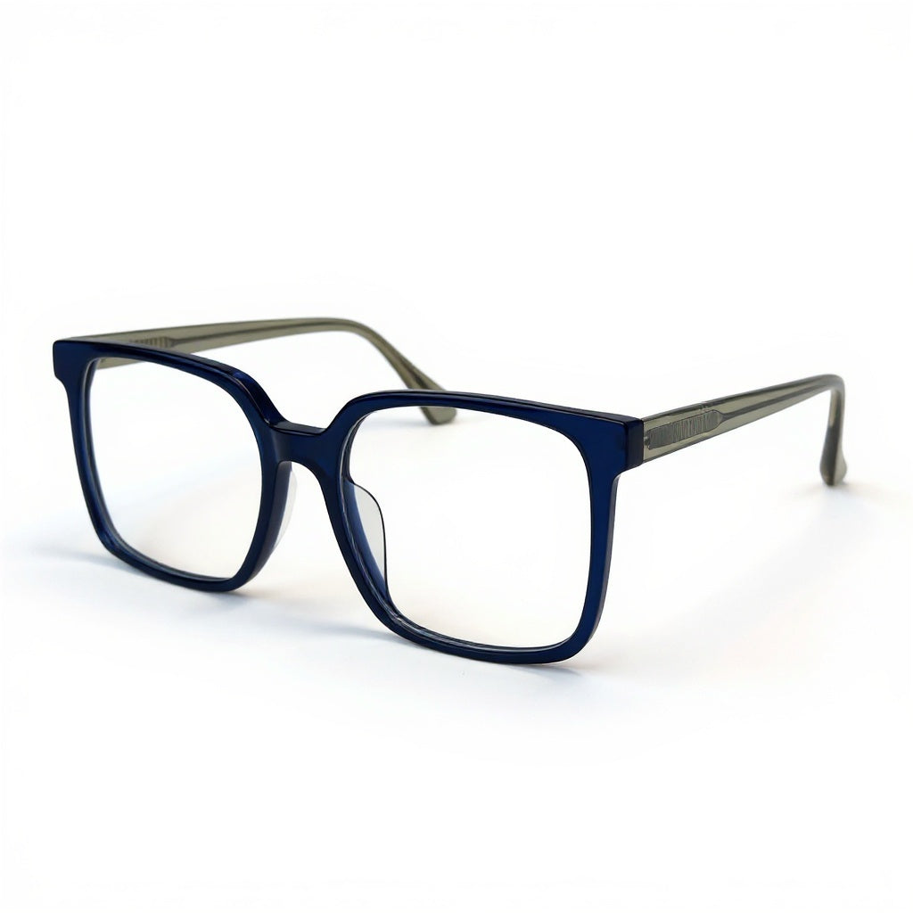 Blue eyeglasses on a white background