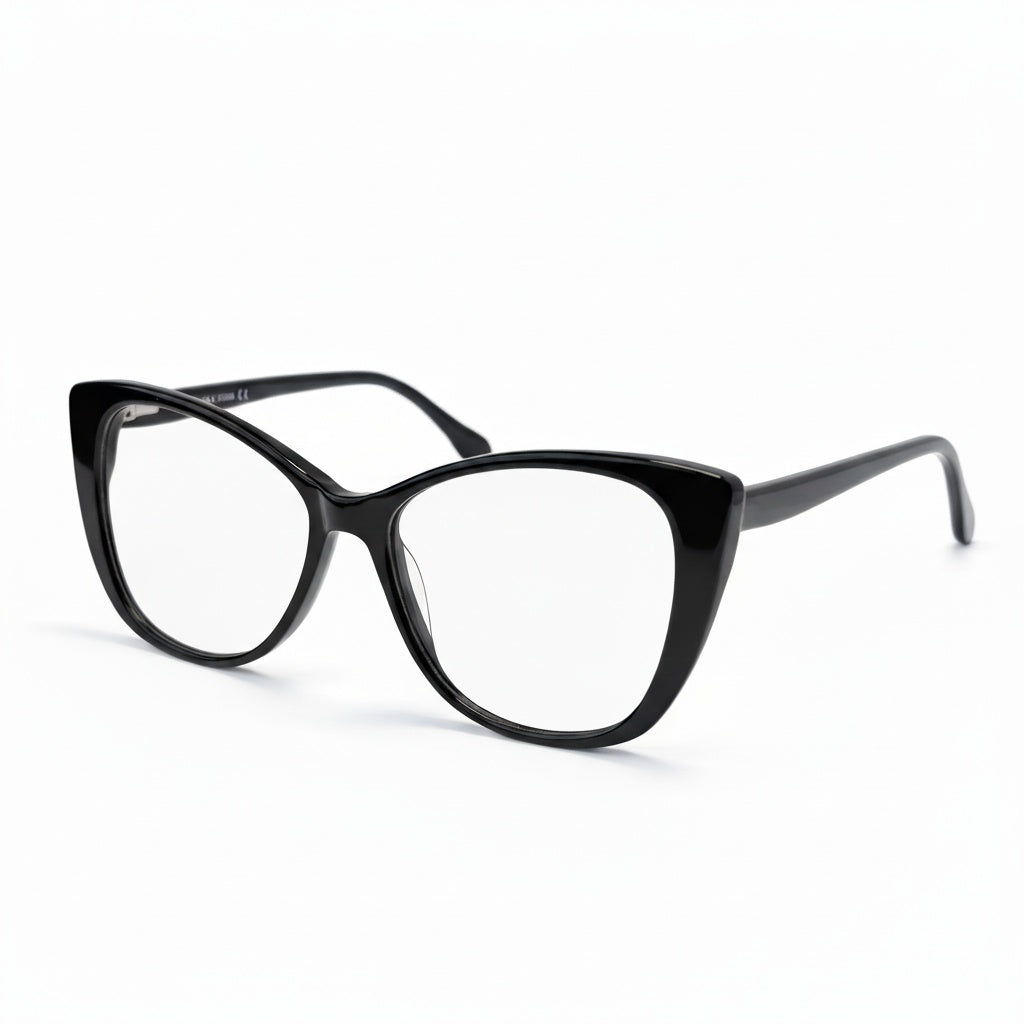 Black cat-eye glasses on a white background