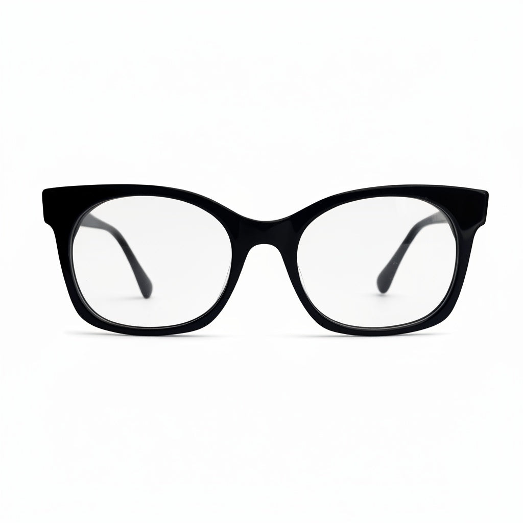 Black cat-eye glasses on a white background