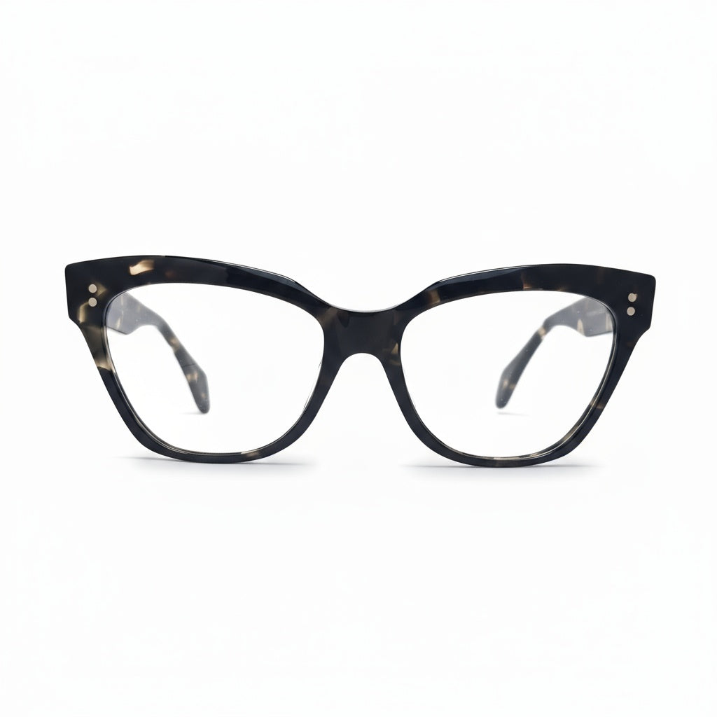 Black cat-eye glasses on a white background