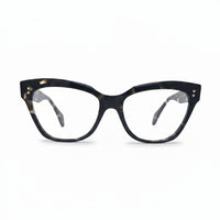 Black cat-eye glasses on a white background