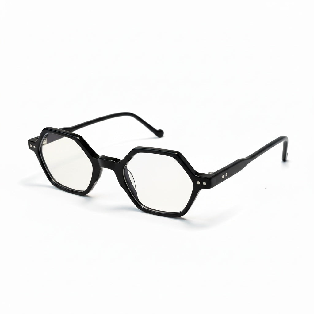 Black eyeglasses on a white background