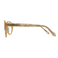 Pair of eyeglasses with a tortoiseshell frame on a white background