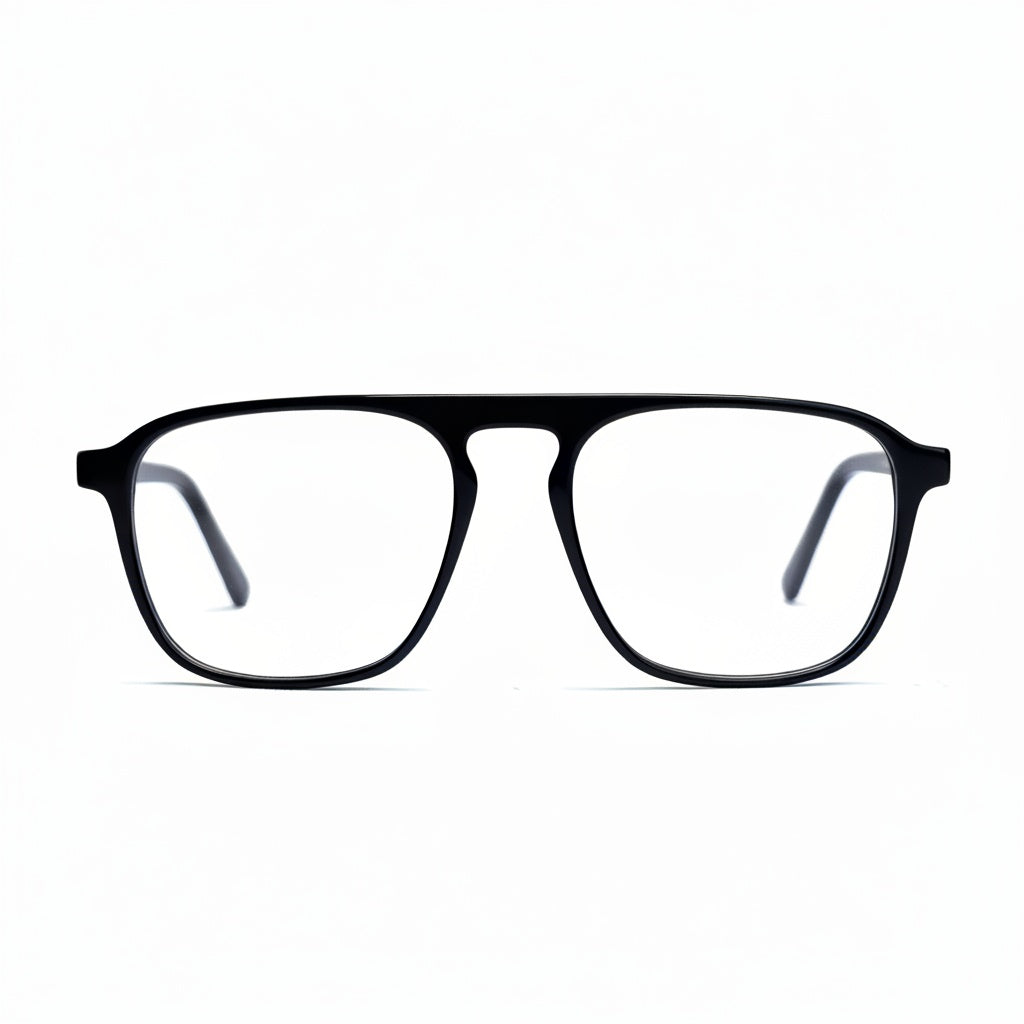 Black eyeglasses on a white background