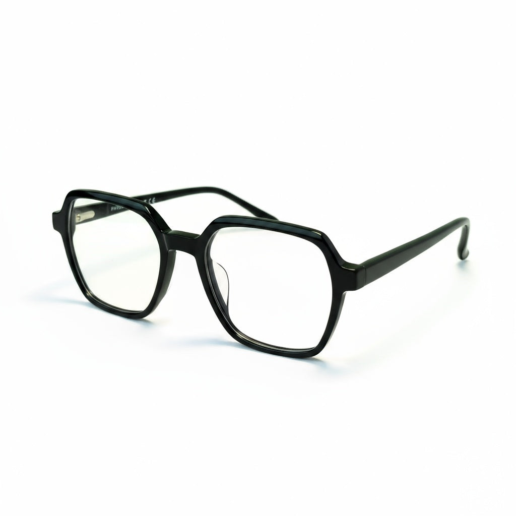 Green eyeglasses on a white background