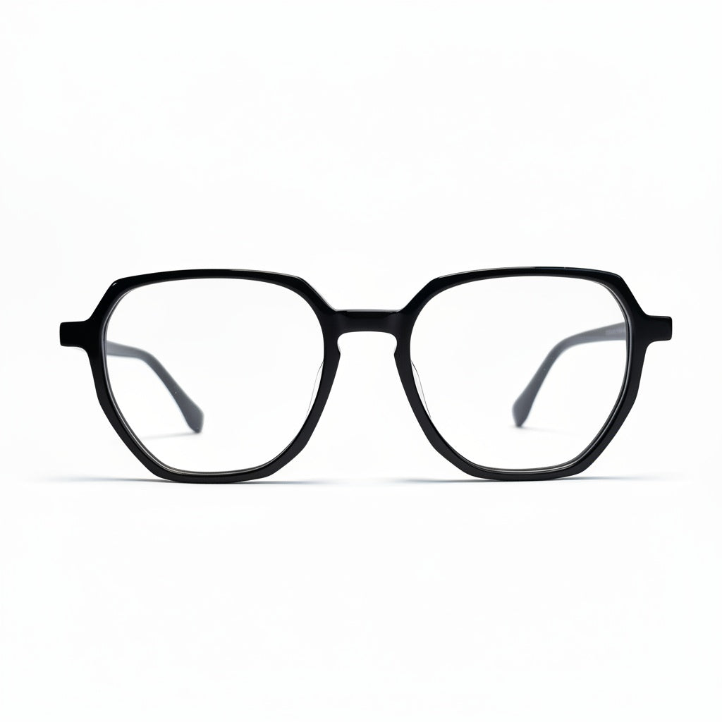 Black eyeglasses on a white background