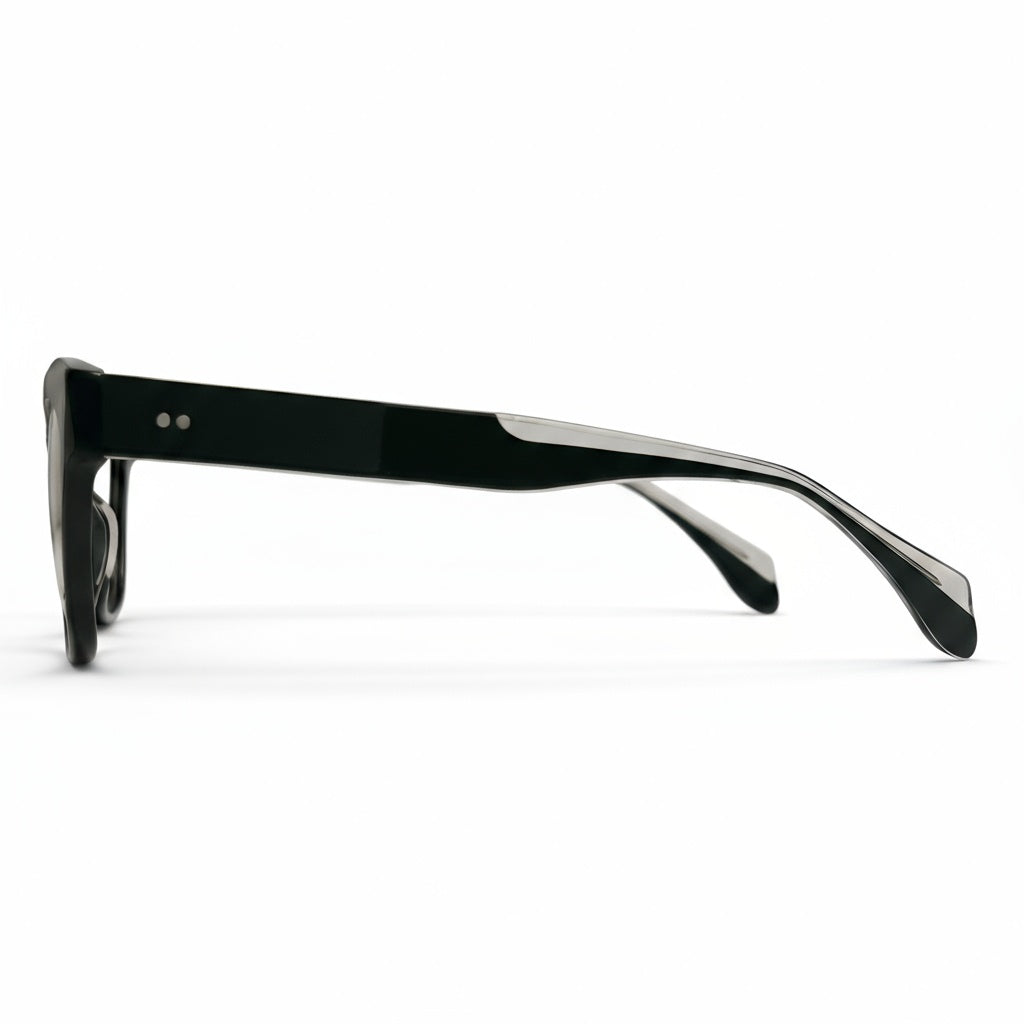 Black sunglasses with a white background