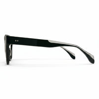 Black sunglasses with a white background