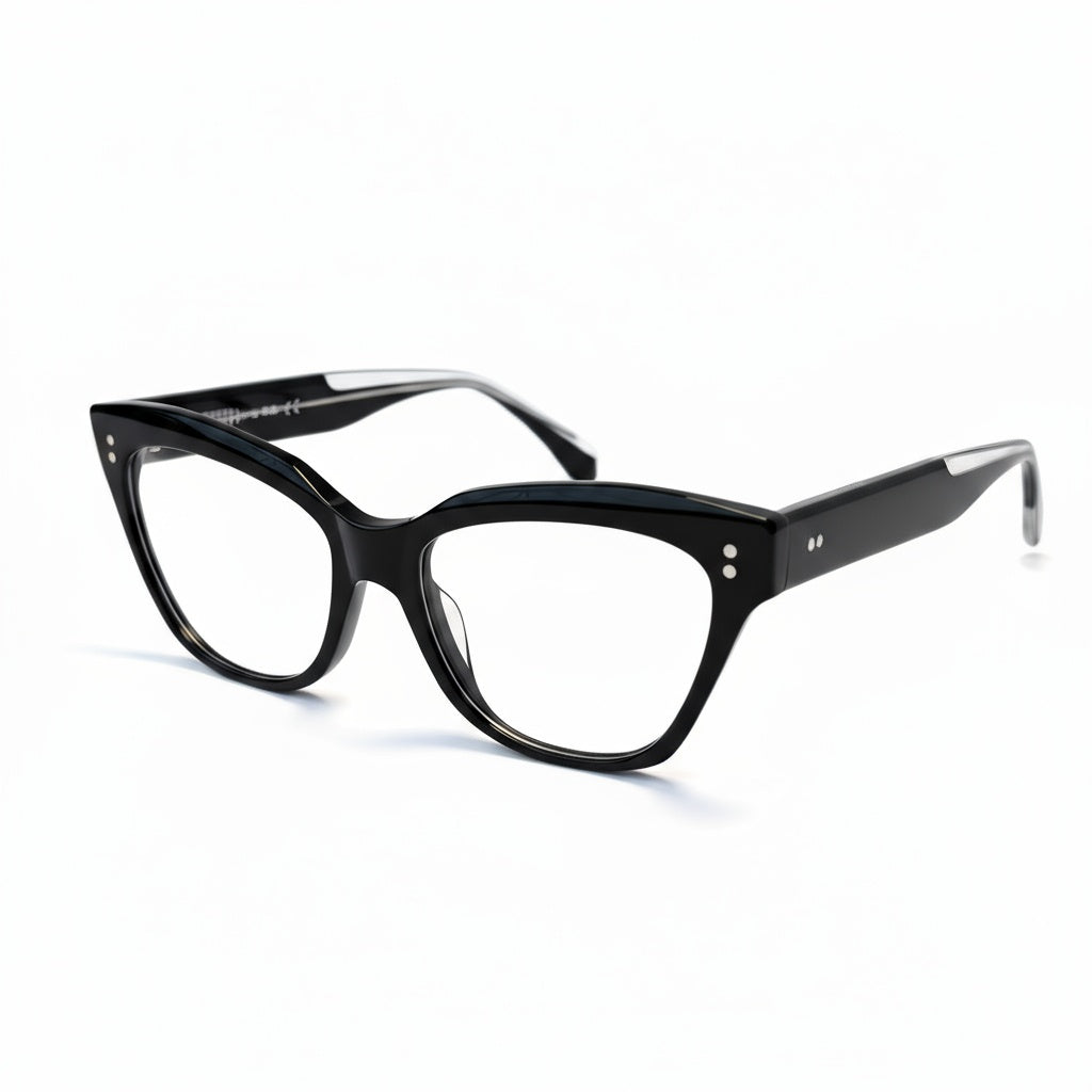 Black cat-eye glasses on a white background