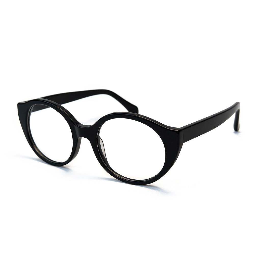 Black eyeglasses on a white background