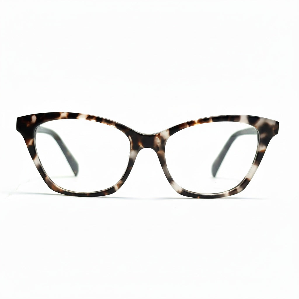 Tortoiseshell cat-eye glasses on a white background