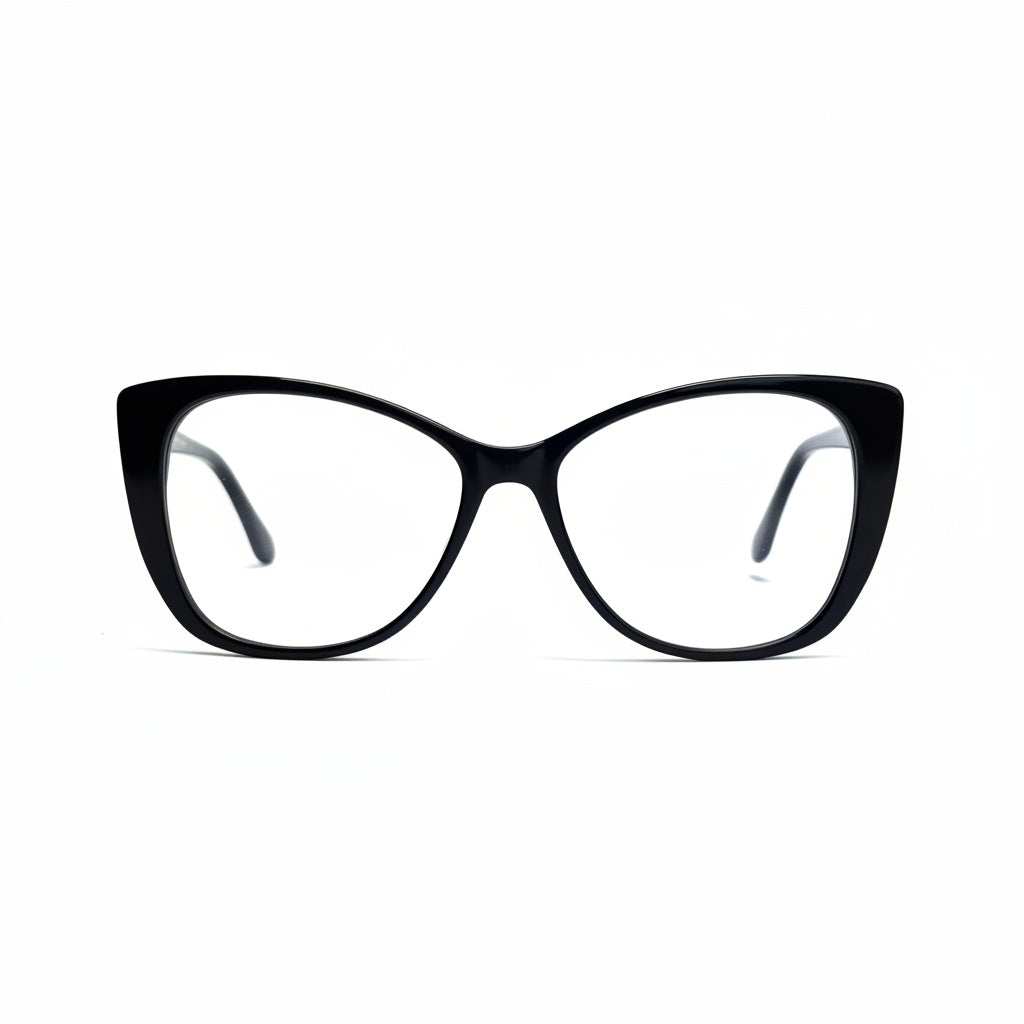 Black cat-eye glasses on a white background