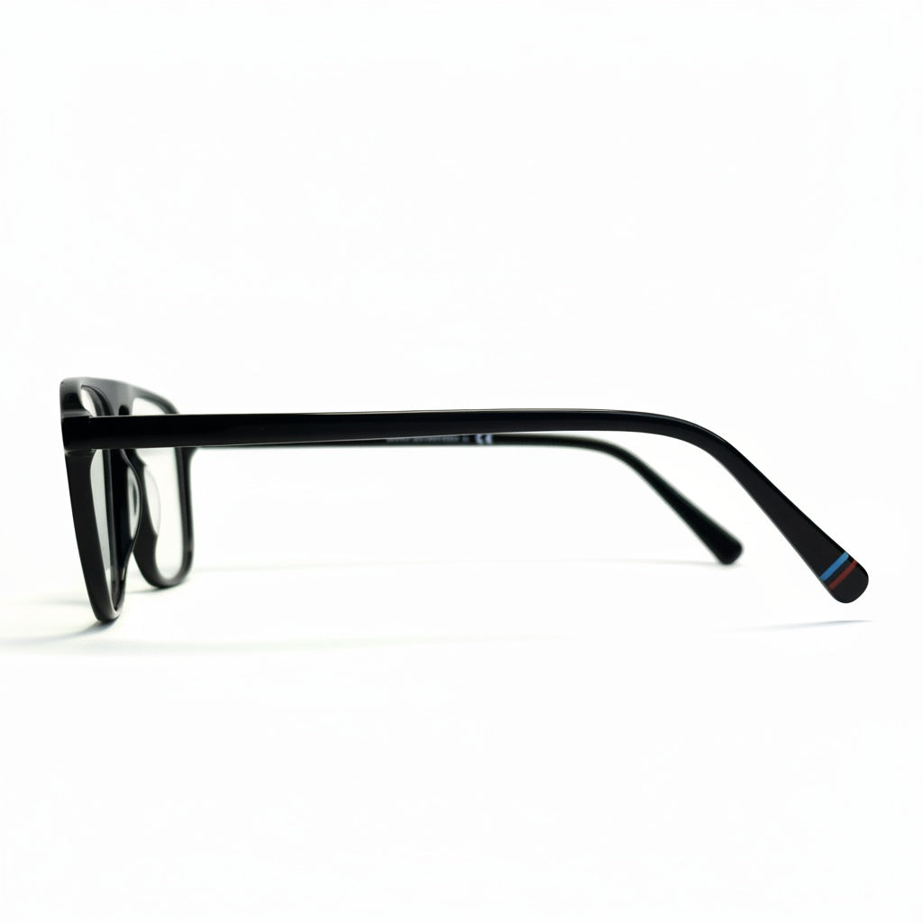Black eyeglasses on a white background