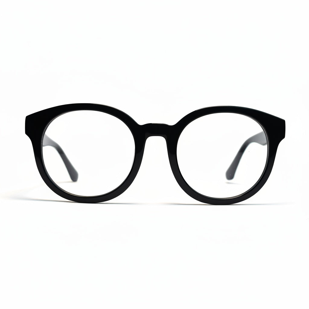 Black eyeglasses on a white background
