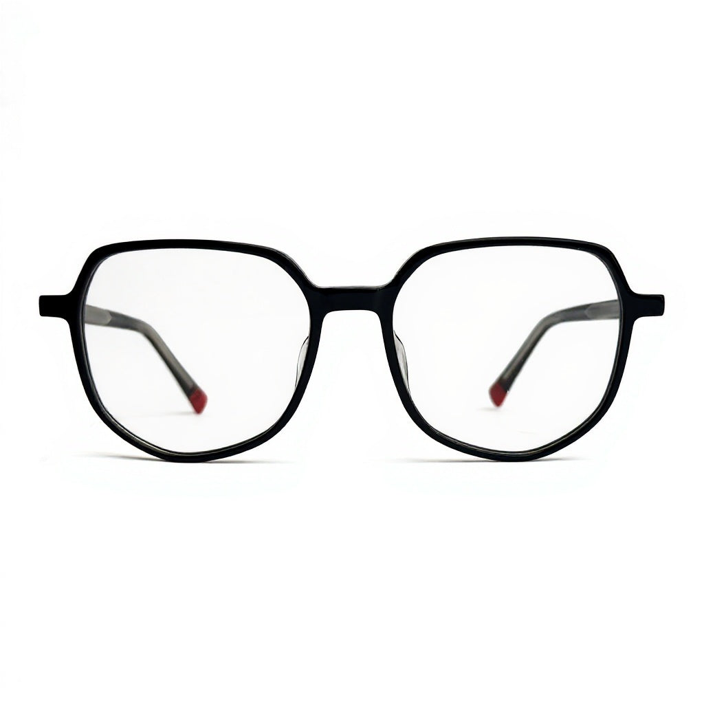 Black eyeglasses on a white background