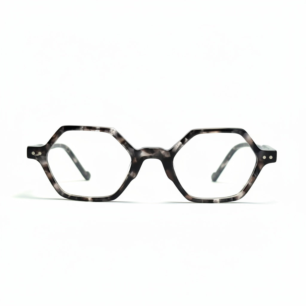 Tortoiseshell eyeglasses on a white background