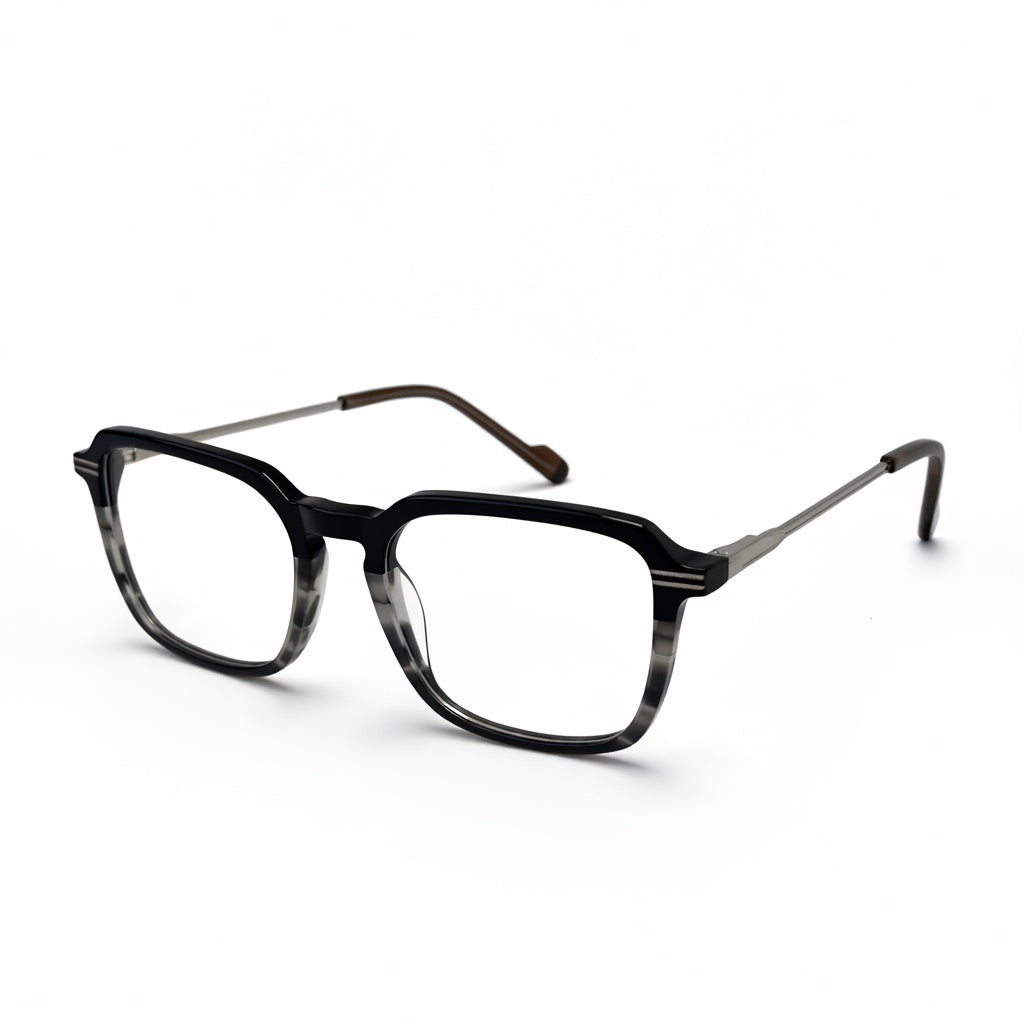 Black eyeglasses on a white background