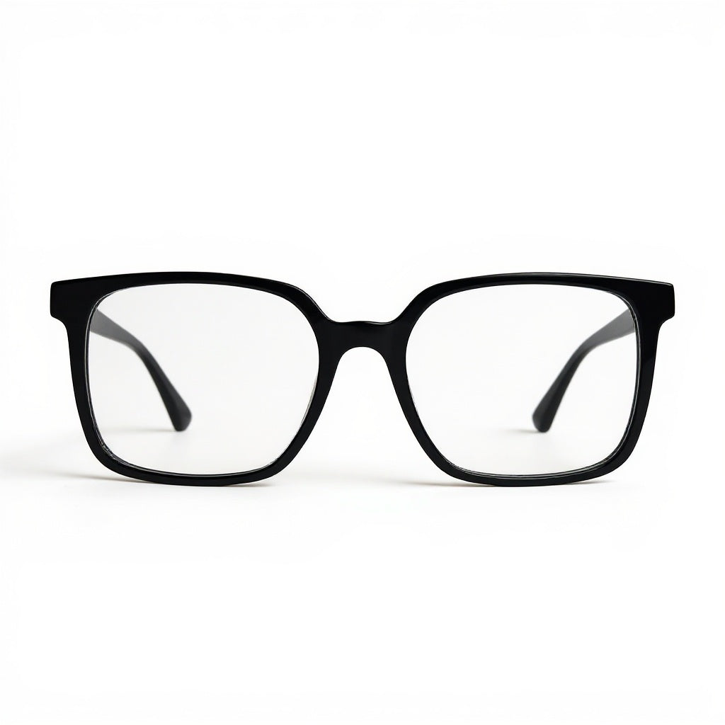 Black eyeglasses on a white background