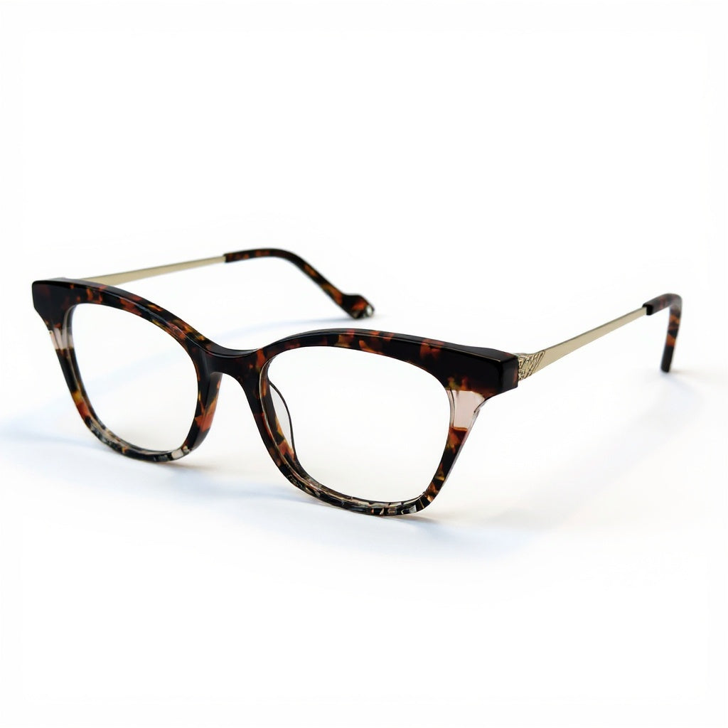 Tortoiseshell eyeglasses on a white background
