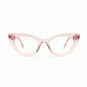 Pink cat-eye glasses on a white background