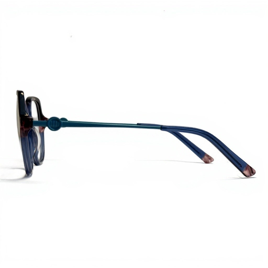 Blue eyeglasses on a white background