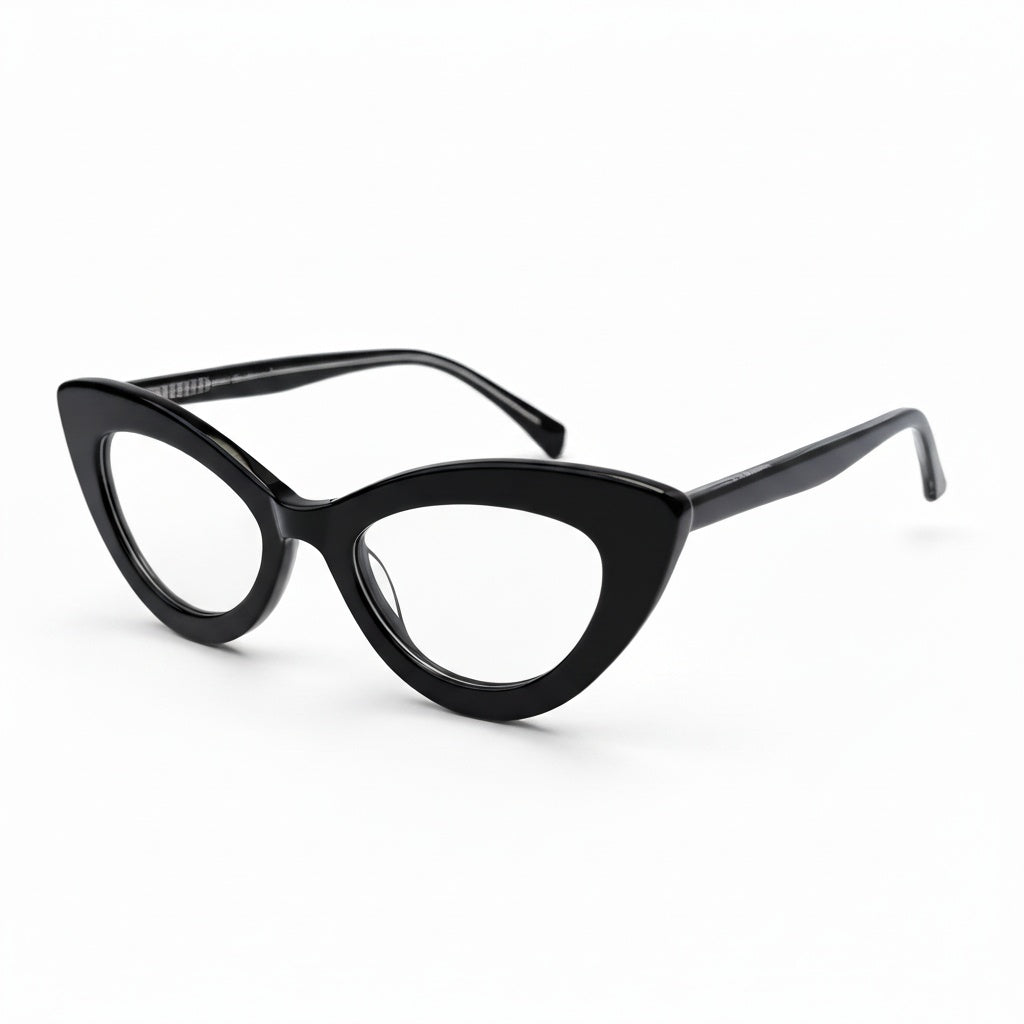 Black cat-eye glasses on a white background