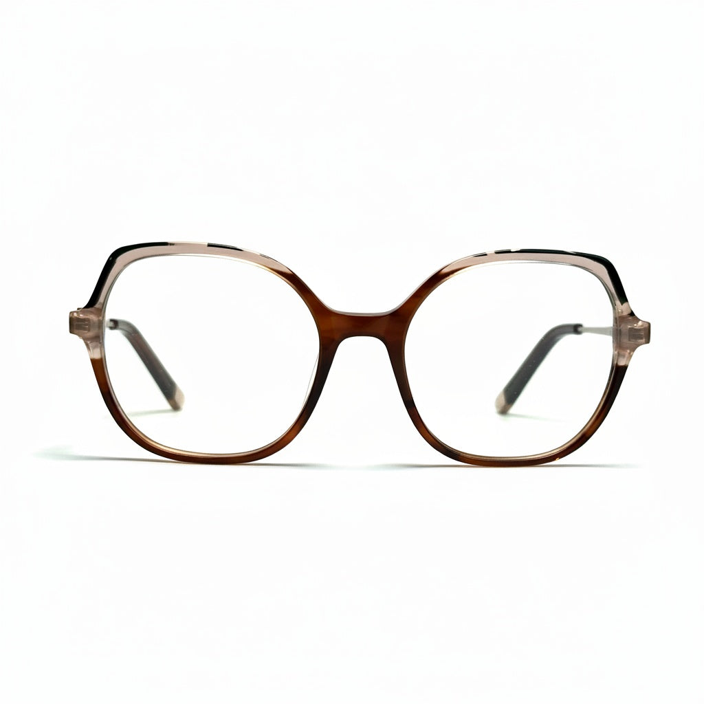 Brown eyeglasses on a white background