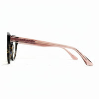 Rose gold sunglasses with tortoiseshell frame on a white background