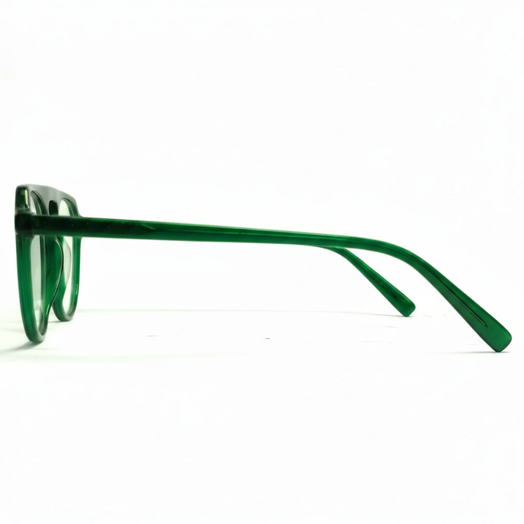 Green sunglasses on a white background