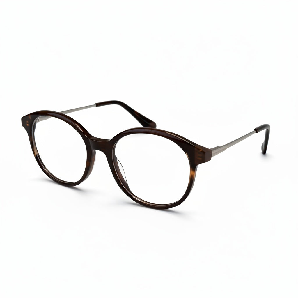 Brown eyeglasses on a white background