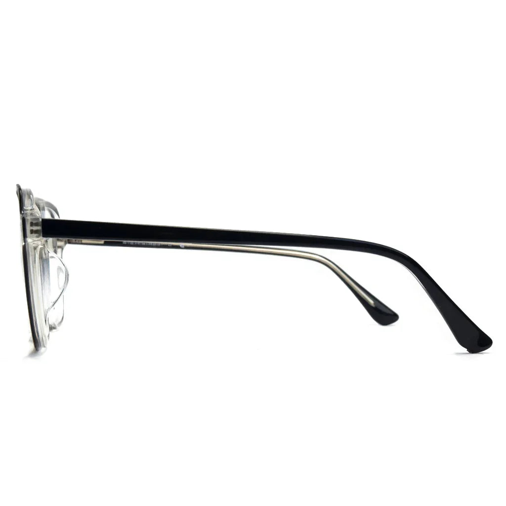 Eyeglasses with black frame on a white background