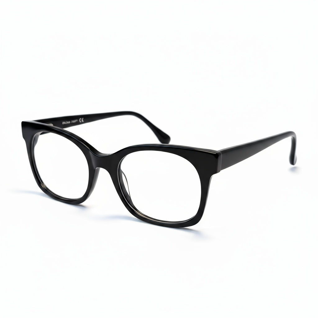 Black eyeglasses on a white background