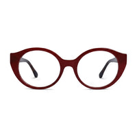 Red eyeglasses on a white background